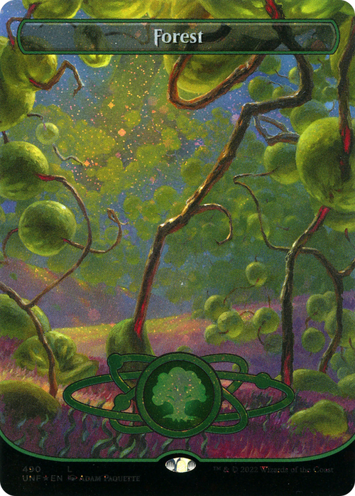 Forest (490) (Borderless) (Galaxy Foil) (UNF-490) - Unfinity Foil