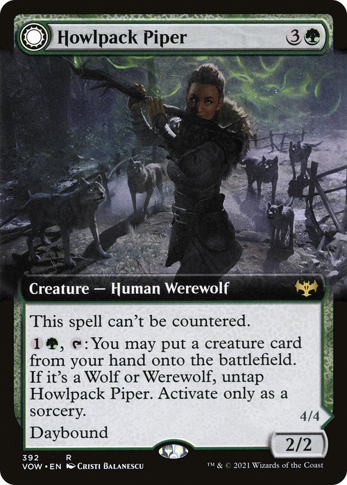 Howlpack Piper (Extended Art) (VOW-392) - Innistrad: Crimson Vow: (Extended Art, Double Faced Transform) Foil