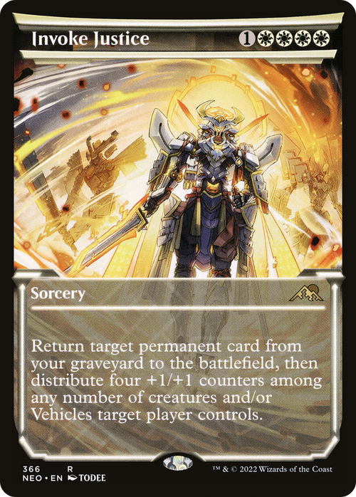 Invoke Justice (Showcase) (NEO-366) - Kamigawa: Neon Dynasty: (Showcase) Foil