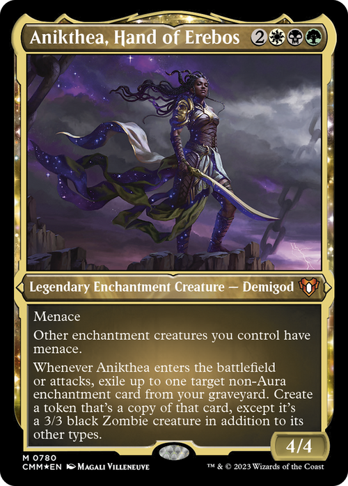 Anikthea, Hand of Erebos (Display Commander) (Foil Etched) - Thick Stock (CMM-780) - Commander Masters: (enchantment) Foil