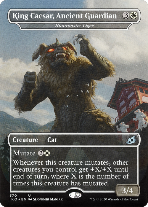 King Caesar, Ancient Guardian - Huntmaster Liger (IKO-370) - Ikoria: Lair of Behemoths / King Caesar, Ancient Guardian (Borderless) Foil