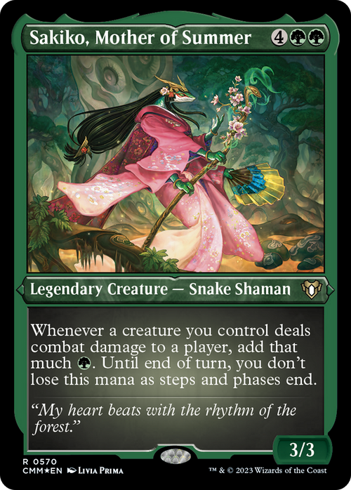 Sakiko, Mother of Summer (Foil Etched) (CMM-570) - Commander Masters Foil
