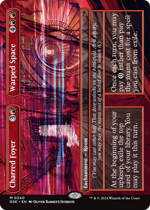 Charred Foyer // Warped Space (Borderless) (DSK-340) - Duskmourn: House of Horror Foil