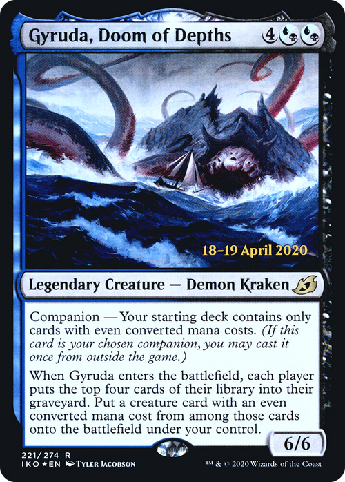 Gyruda, Doom of Depths (PRE-221S) - Ikoria: Lair of Behemoths Promos: (companion) Foil