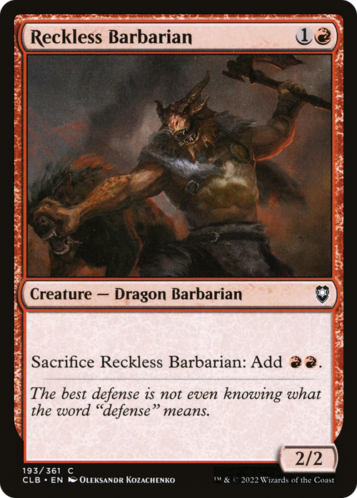 Reckless Barbarian (CLB-193) - Commander Legends: Battle for Baldur's Gate