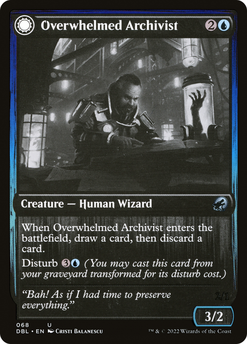 Overwhelmed Archivist (DBL-068) - Innistrad: Double Feature: (Double Faced Transform)