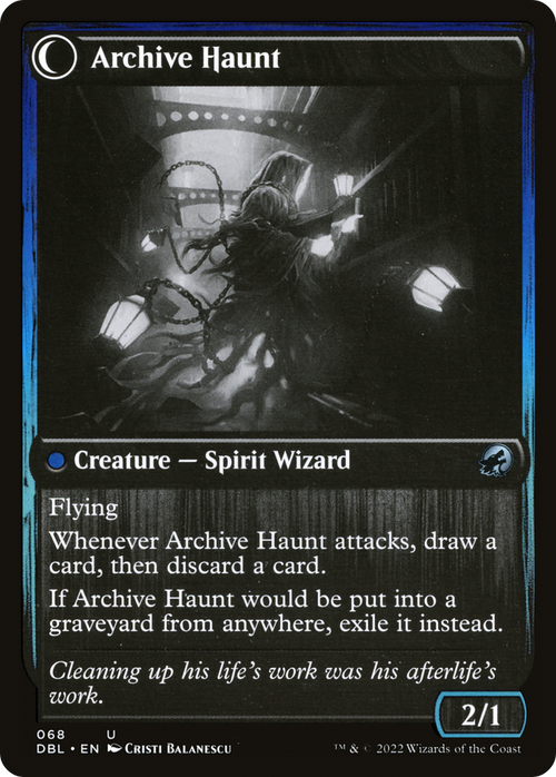 Overwhelmed Archivist (DBL-068) - Innistrad: Double Feature: (Double Faced Transform) Foil