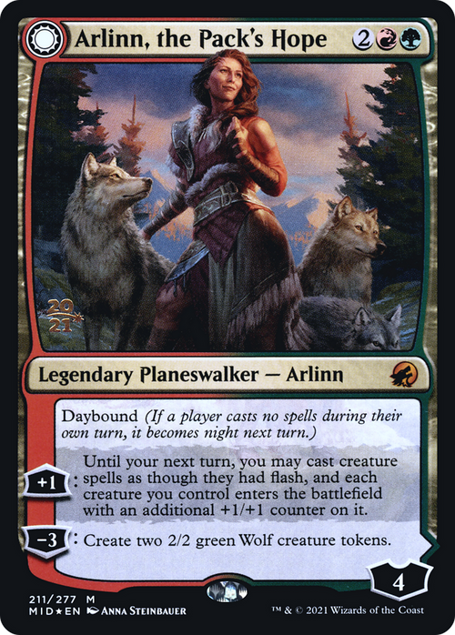 Arlinn, the Pack's Hope (PRE-211S) - Innistrad: Midnight Hunt Promos: (Double Faced Transform) Foil