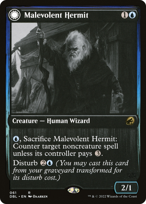 Malevolent Hermit (DBL-061) - Innistrad: Double Feature: (Double Faced Transform) Foil