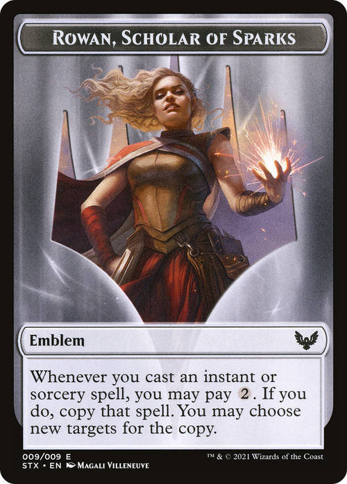 Rowan, Scholar of Sparks Emblem (TSTX-009) - Strixhaven: School of Mages Tokens