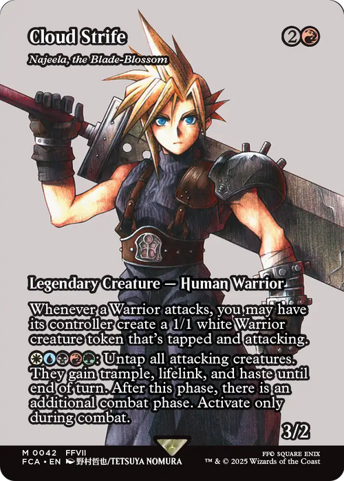 Cloud Strife - Najeela, the Blade-Blossom (Showcase) (FCA-042) - FINAL FANTASY: Through the Ages / Cloud Strife (Borderless) Foil