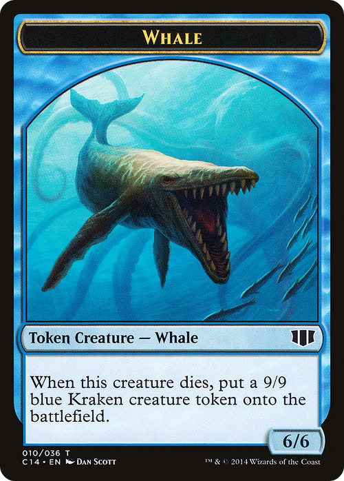 Whale // Zombie (Blue) Double-sided Token (C14-010) - Commander 2014 Tokens