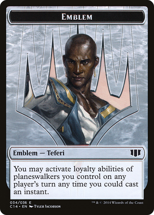 Emblem - Teferi, Temporal Archmage // Zombie (Blue) Token (C14-034) - Commander 2014 Tokens