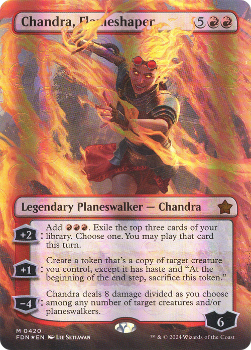 Chandra, Flameshaper (Borderless) (Mana Foil) (FDN-420) - Foundations Foil