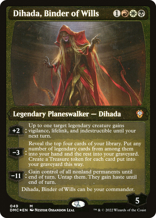 Dihada, Binder of Wills (Display Commander) - Thick Stock (DMC-049) - Dominaria United Commander Foil