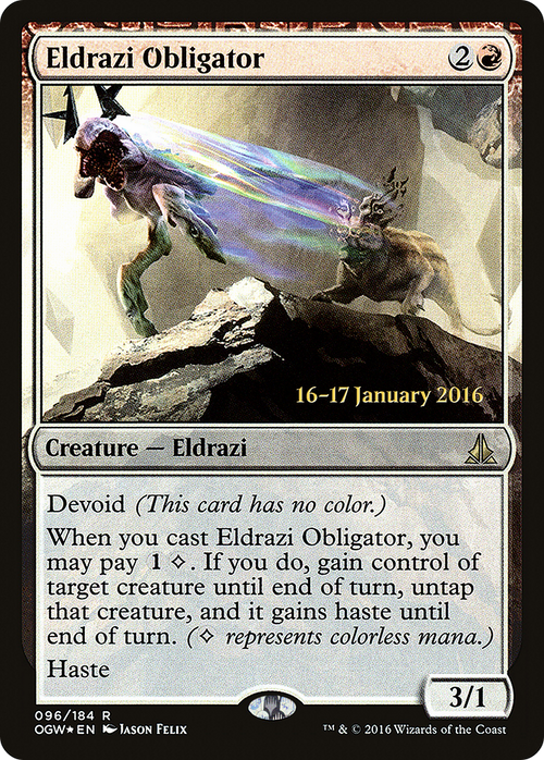 Eldrazi Obligator (PRE-96S) - Oath of the Gatewatch Promos: (devoid) Foil