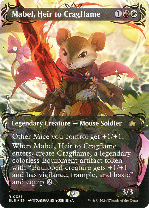 Mabel, Heir to Cragflame (Borderless) (Raised Foil) (BLB-351) - Bloomburrow: (Showcase) Foil