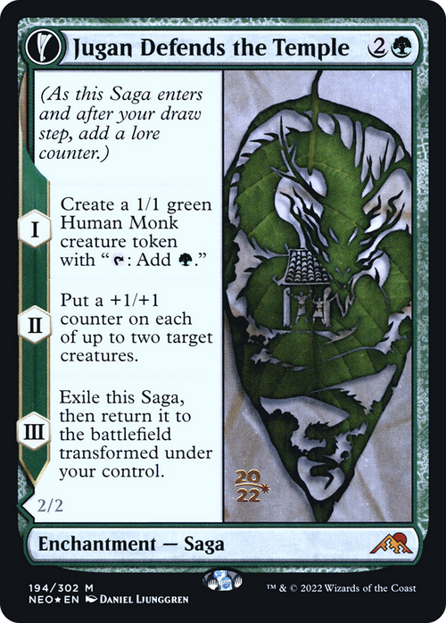 Jugan Defends the Temple (PRE-194) - Kamigawa: Neon Dynasty Promos: (fandfc, enchantment) Foil
