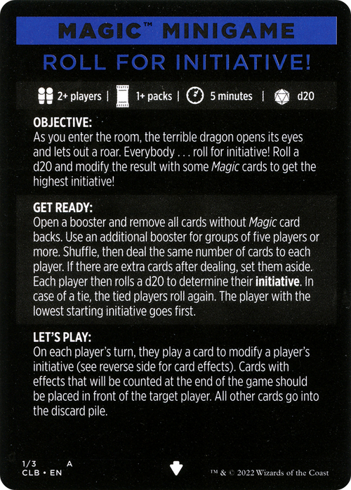 Roll for Initiative // Roll for Initiative (cont'd) (MCLB-001) - Commander Legends: Battle for Baldur's Gate Minigames Foil
