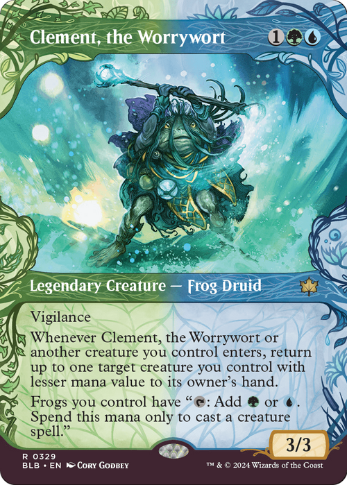 Clement, the Worrywort (Showcase) (BLB-329) - Bloomburrow: (Showcase) (Borderless) Foil