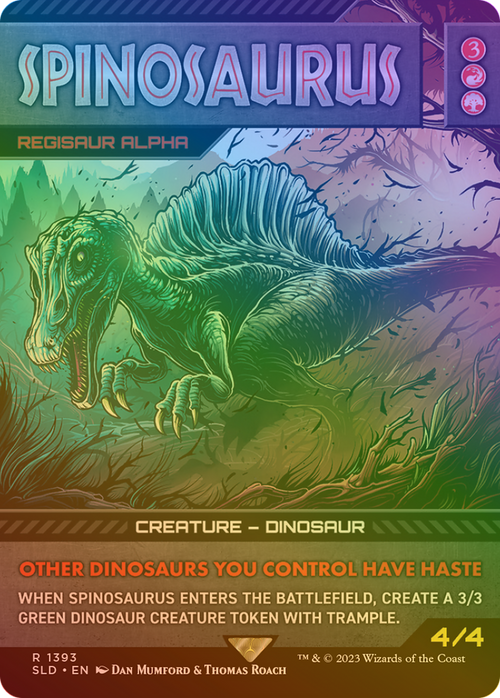 Spinosaurus - Regisaur Alpha (Rainbow Foil) (SLD-1393) - Secret Lair Drop / Spinosaurus (Borderless) Foil