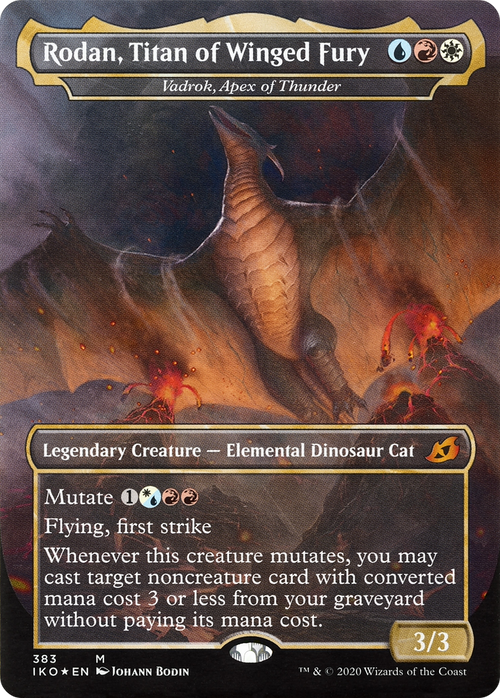 Rodan, Titan of Winged Fury - Vadrok, Apex of Thunder (IKO-383) - Ikoria: Lair of Behemoths / Rodan, Titan of Winged Fury (Borderless) Foil