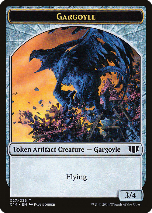 Gargoyle // Elf Warrior Double-sided Token (C14-027) - Commander 2014 Tokens