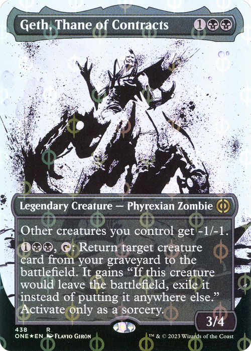 Geth, Thane of Contracts (Showcase) (Step-and-Compleat Foil) (ONE-438) - Phyrexia: All Will Be One: (Showcase) (Borderless) Foil