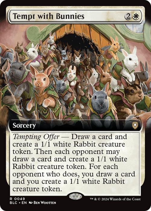 Tempt with Bunnies (Extended Art) (BLC-049) - Bloomburrow Commander: (Extended Art)