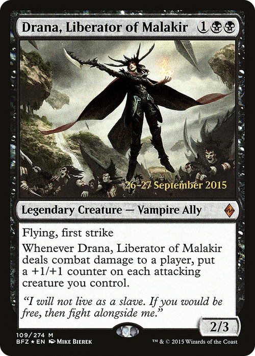 Drana, Liberator of Malakir (PRE-109S) - Battle for Zendikar Promos Foil