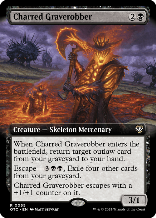 Charred Graverobber (Extended Art) (OTC-055) - Outlaws of Thunder Junction Commander: (Extended Art)