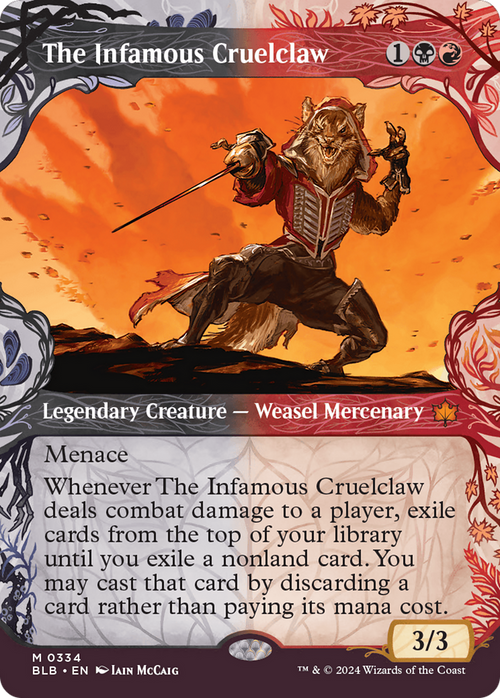 The Infamous Cruelclaw (Showcase) (BLB-334) - Bloomburrow: (Showcase) (Borderless) Foil