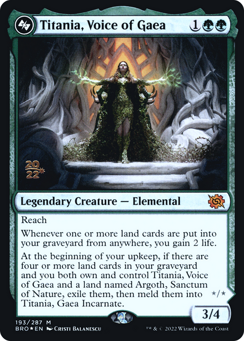 Titania, Voice of Gaea (PRE-193) - The Brothers' War Promos Foil