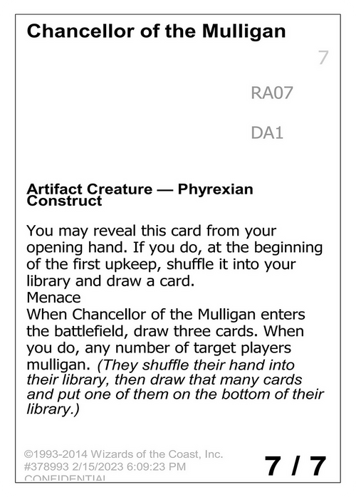 Chancellor of the Mulligan (UNK-) - Unknown Event