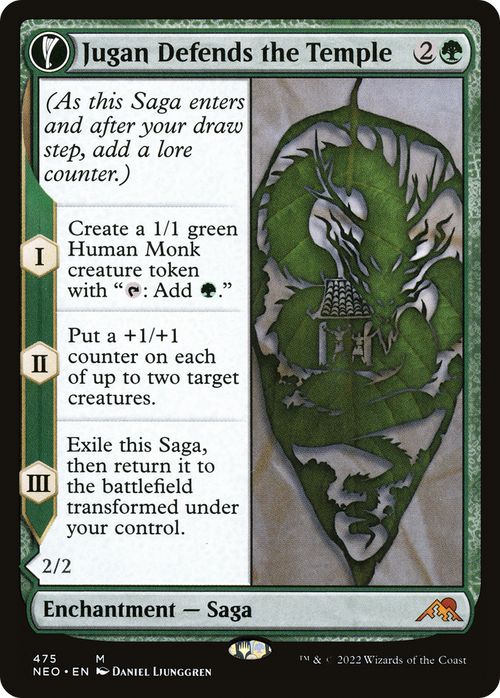 Jugan Defends the Temple (Extended Art) (NEO-475) - Kamigawa: Neon Dynasty: (Extended Art, fandfc, enchantment)