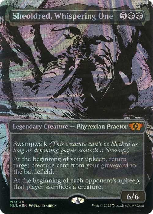 Sheoldred, Whispering One (Halo Foil) (MUL-146) - Multiverse Legends: (Showcase) (Borderless) Foil
