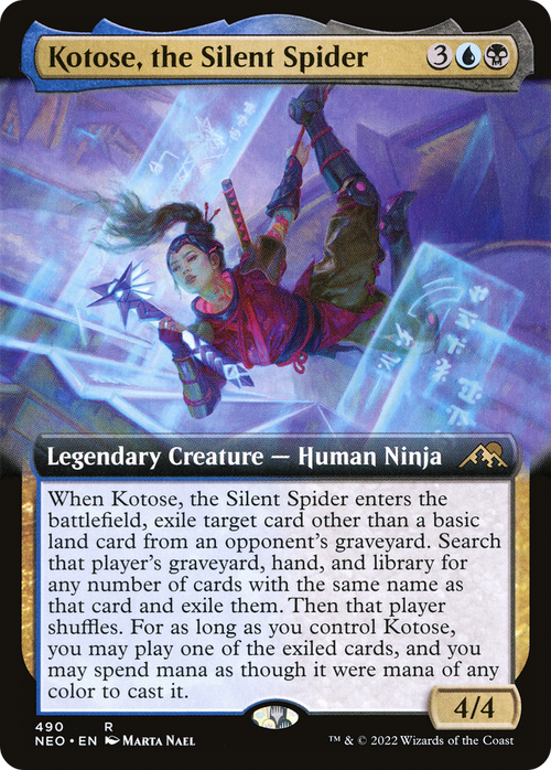 Kotose, the Silent Spider (Extended Art) (NEO-490) - Kamigawa: Neon Dynasty: (Extended Art)