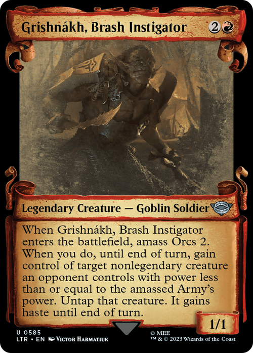 Grishnakh, Brash Instigator (Showcase Scrolls) (LTR-585) - The Lord of the Rings: Tales of Middle-earth: (Showcase) Foil