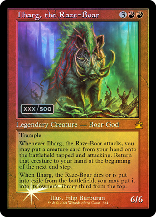 Ilharg, the Raze-Boar (Retro Frame) (Serial Numbered) (RVR-334) - Ravnica Remastered Foil
