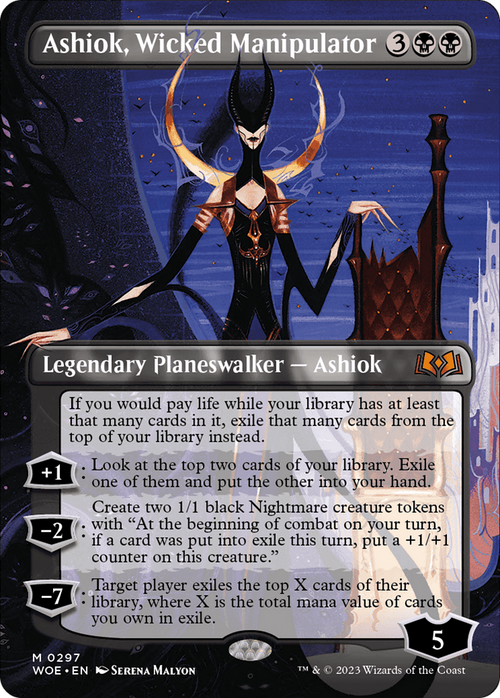 Ashiok, Wicked Manipulator (Borderless) (WOE-297) - Wilds of Eldraine