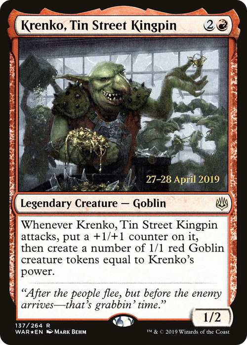Krenko, Tin Street Kingpin (PRE-137S) - War of the Spark Promos Foil