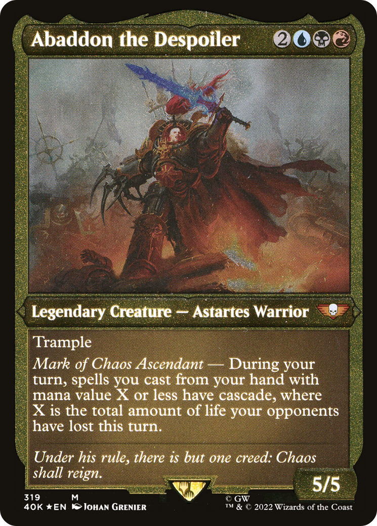 Abaddon the Despoiler (Display Commander) (Foil Etched) - Thick Stock (40K-319) - Warhammer 40,000 Commander Foil