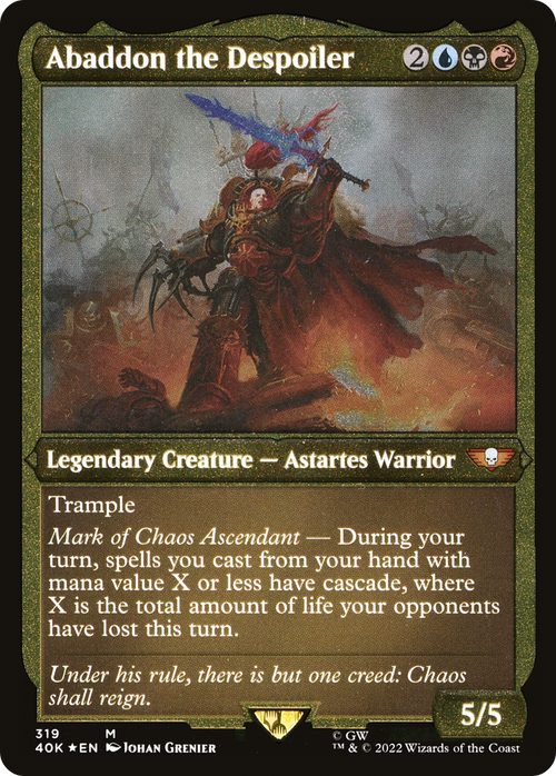 Abaddon the Despoiler (Display Commander) (Foil Etched) - Thick Stock (40K-319) - Warhammer 40,000 Commander Foil