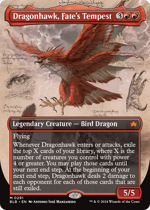 Dragonhawk, Fate's Tempest (Borderless) (BLB-291) - Bloomburrow: (Showcase)