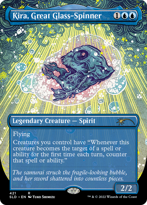 Kira, Great Glass-Spinner (Borderless) (SLD-421) - Secret Lair Drop