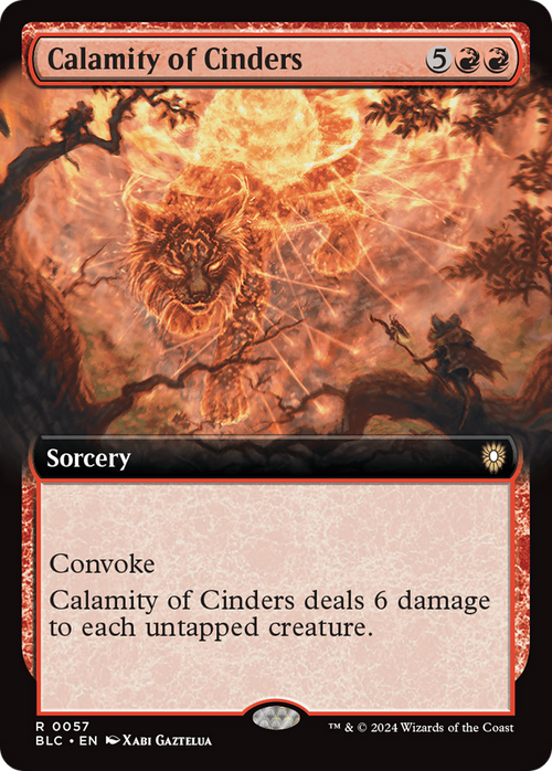 Calamity of Cinders (Extended Art) (BLC-057) - Bloomburrow Commander: (Extended Art)