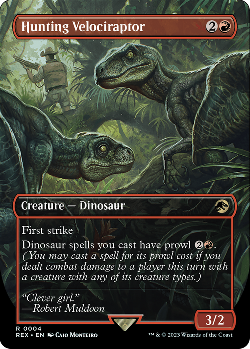 Hunting Velociraptor (Borderless) (REX-004) - Jurassic World Collection Foil
