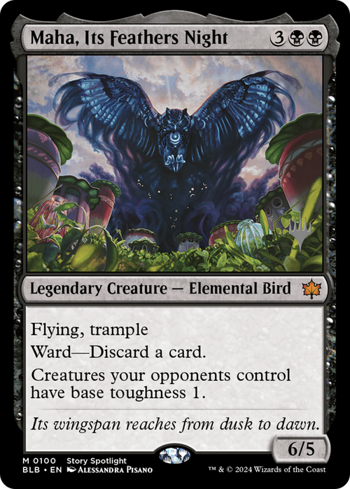 Maha, Its Feathers Night (PPBLB-100) - Bloomburrow Promos Foil