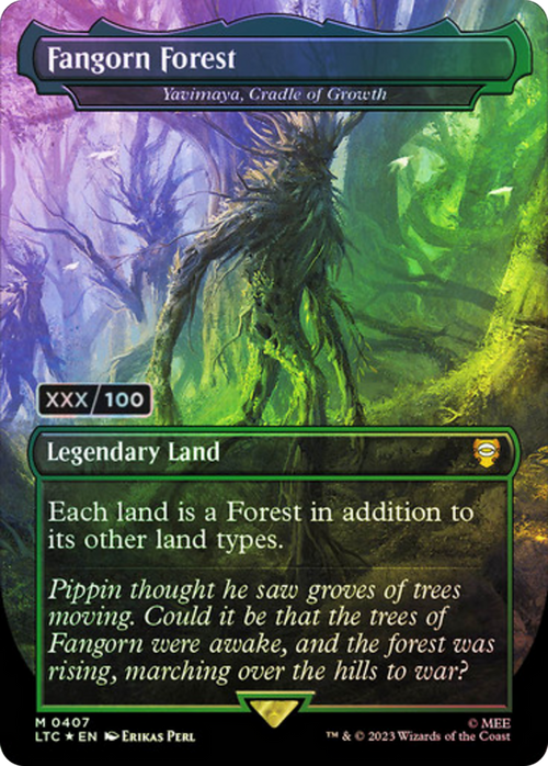 Fangorn Forest - Yavimaya, Cradle of Growth (Serial Numbered) (LTC-407) - Tales of Middle-earth Commander / Fangorn Forest (Borderless) Foil