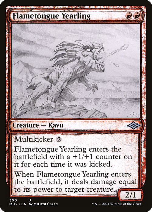 Flametongue Yearling (Showcase) (MH2-350) - Modern Horizons 2: (Showcase) Foil
